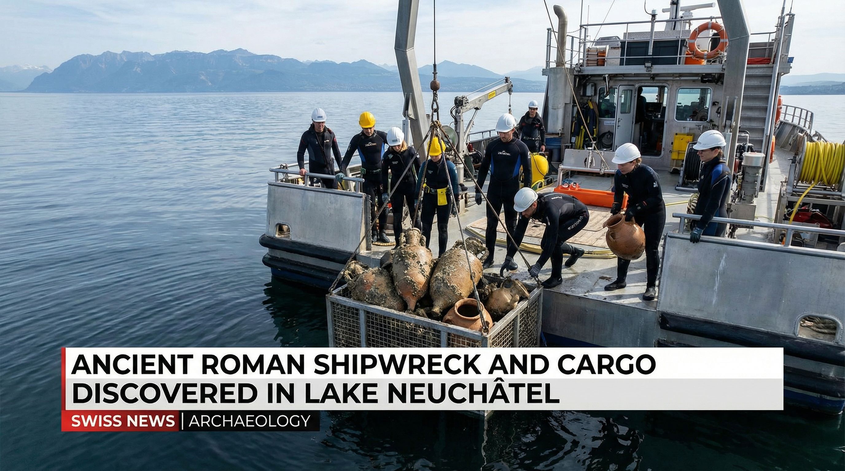 Ancient Roman Shipwreck and Cargo Discovered in Lake Neuchâtel