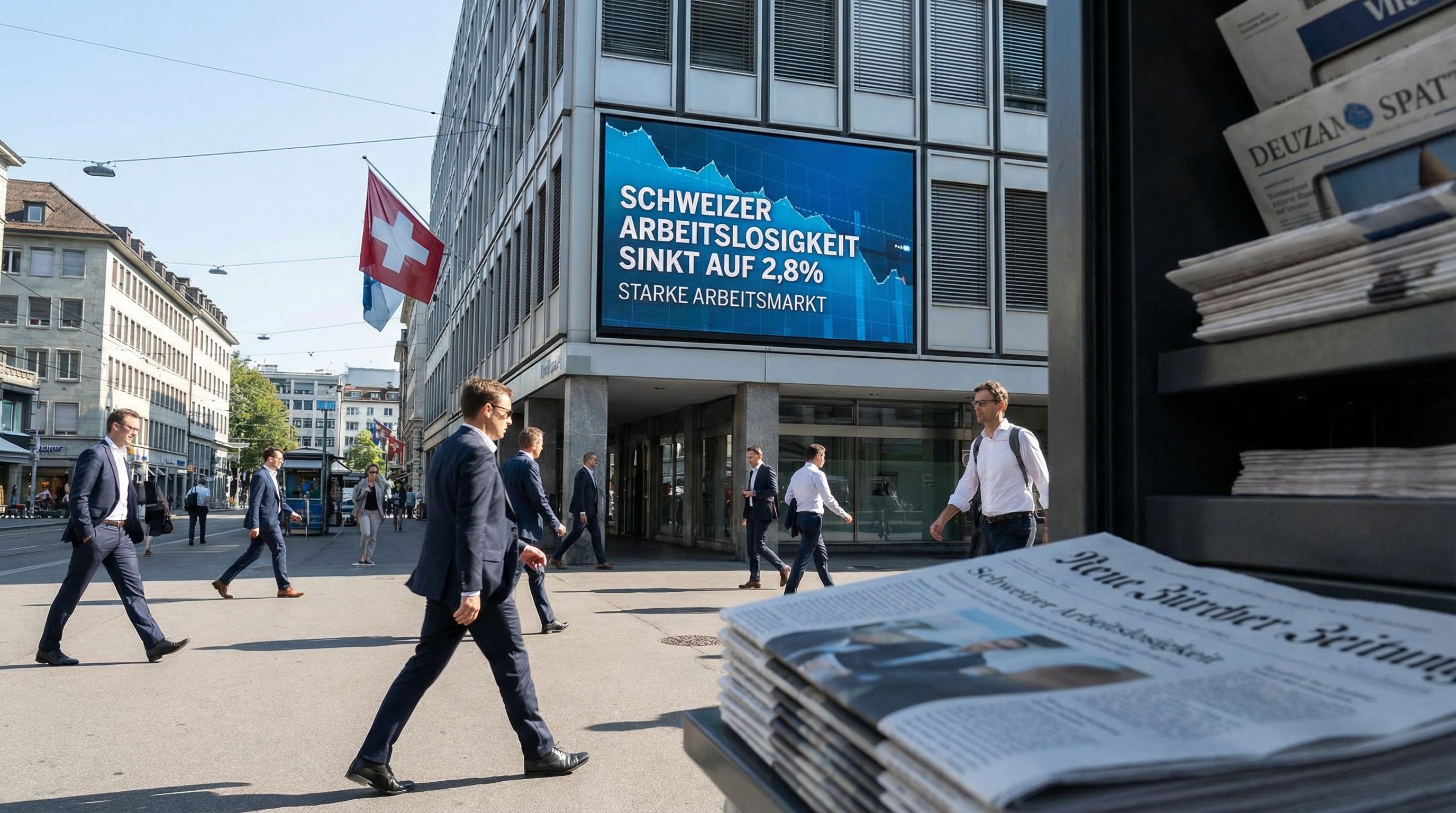 Swiss Unemployment Drops to 2.8% in Strong Labor Market
